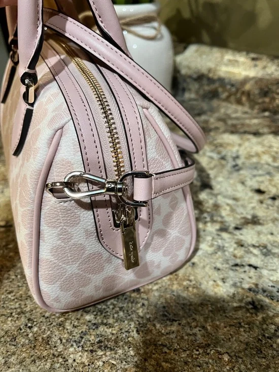 Kate Spade NWOT Spade Flower Small Dolly Duffle In Rose Smoke Multi - Picture 7 of 10